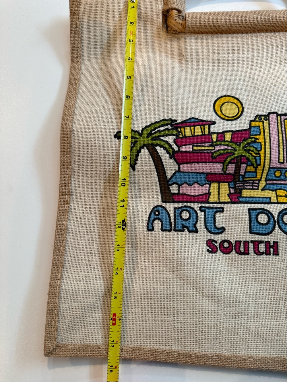 Art Deco South Beach Miami Canvas Tote - Beige with Colorful Print NWOT - Picture 3 of 5